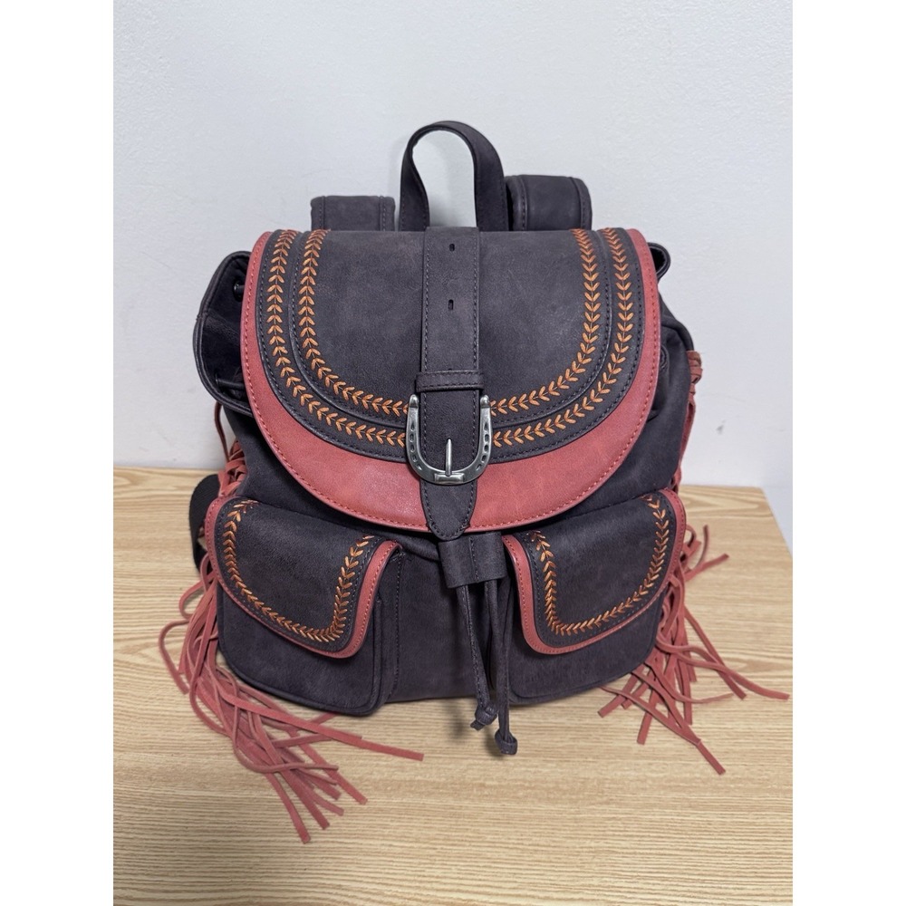 Montana West Fringe Buckle Collection Backpack Coffee / Orange EUC